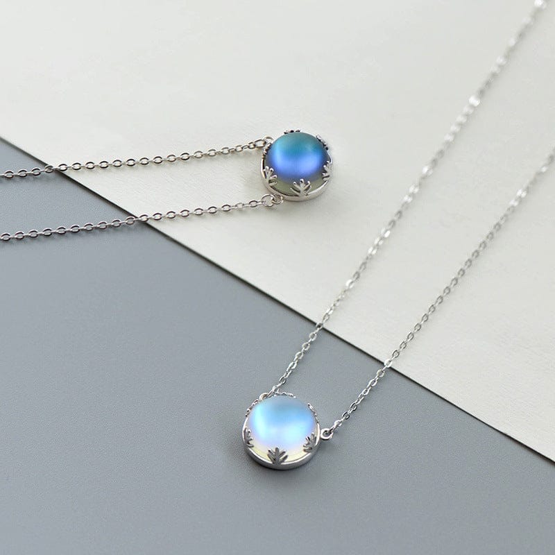 LWI60453 Orecchini Pendent Unique Romantic S925 Round Opal Pendant Silver 2 Colors Moonstone Clavicle Necklace friend Gifts