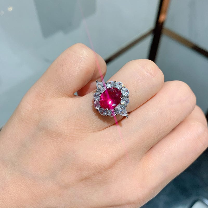 LWJS80109 4 Pcs Diamond Necklace Earrings Rings Style Real Gold Plated Zircon Ruby Jewelry Set For Wedding