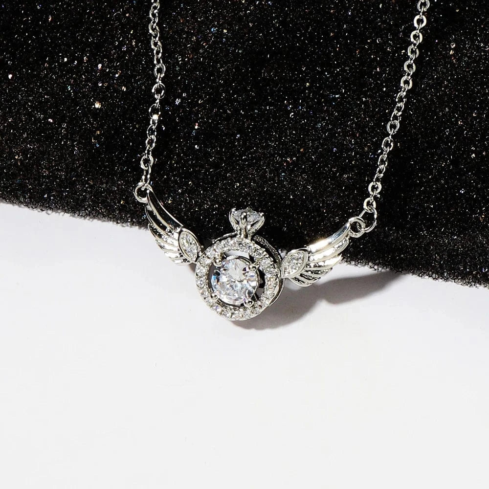 LWN113 Fancy Exquisite Women Jewelry CZ Crystal Wing Pendant Necklace Gold Plated Rhinestone Angel Wing Stainless Steel Necklace