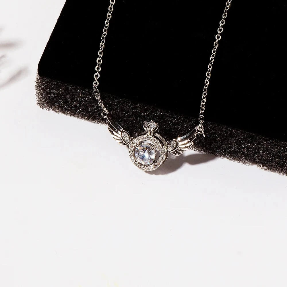 LWN113 Fancy Exquisite Women Jewelry CZ Crystal Wing Pendant Necklace Gold Plated Rhinestone Angel Wing Stainless Steel Necklace