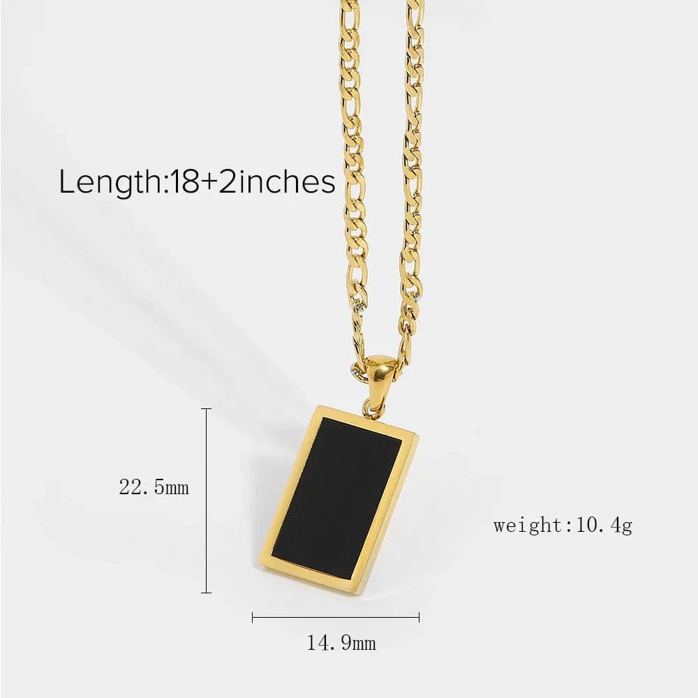 LWN41163 Dropshipping Rectangle Abalone Malachite Onyx Mother Of Shell Pendant Willow Gold Plated Stainless Chain Necklace