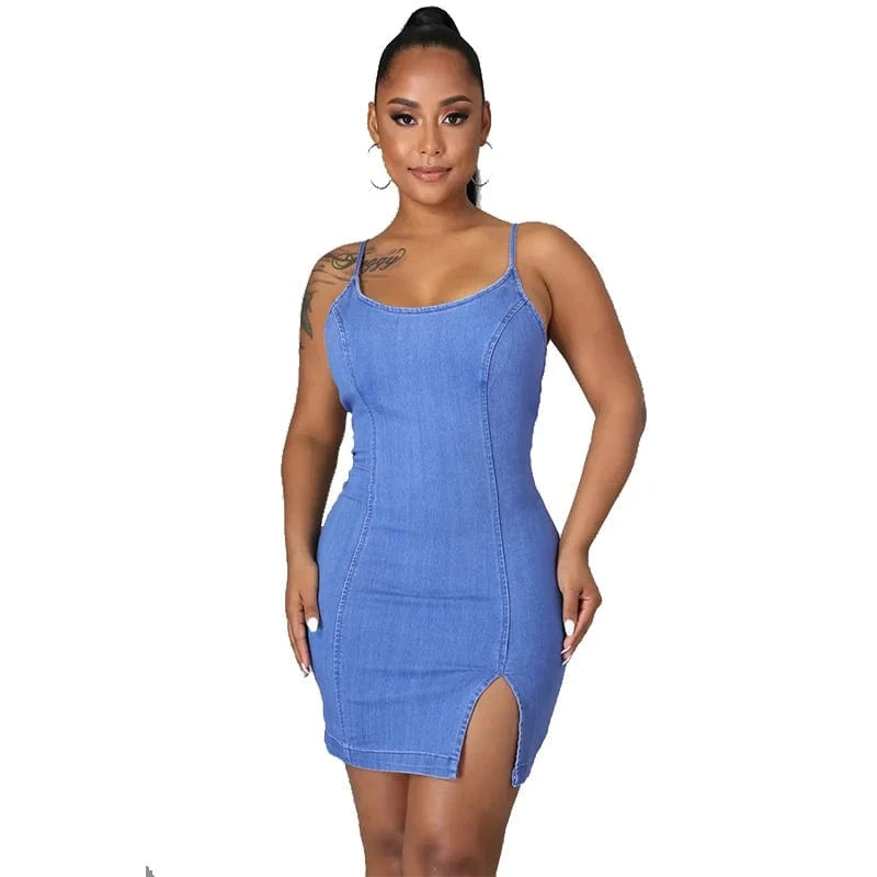 LY029 Solid Color Spaghetti Straps Fitted Sleeveless Dresses