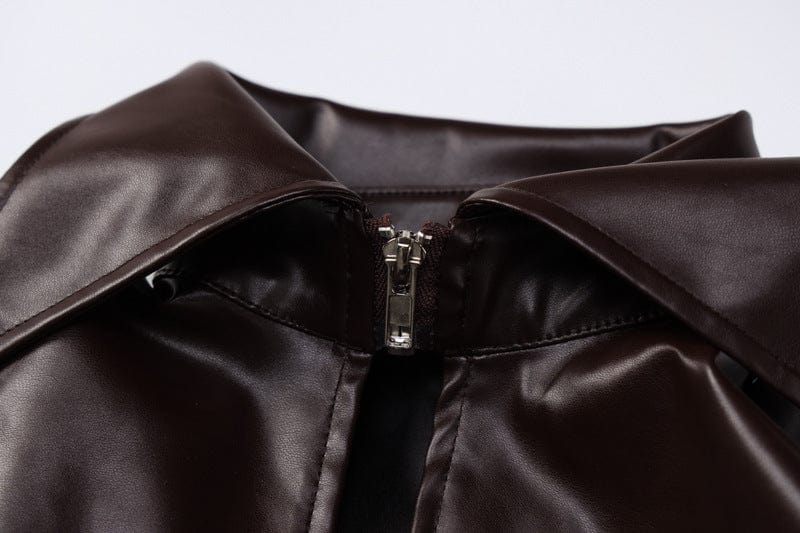 Lygen 693 Pu Faux Leather Long Sleeve Slit Crop Top Mini Skirt Women'S Sets Winter Elegant Wholesale Casual American Clothes