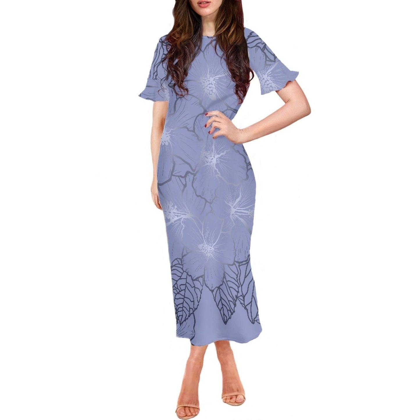 M / 0165CD90-1 top quality tie dye art design samoa style tradition women long dress sexy slim wrap hip dress samoan dresses