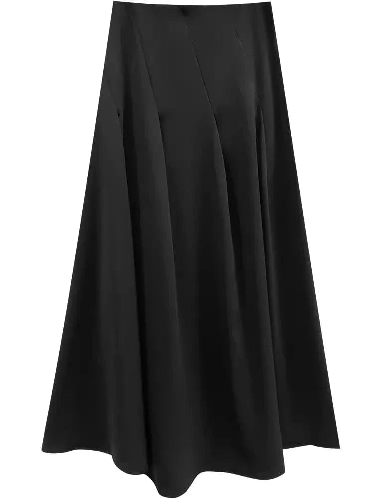M / 1 S-XL Irregular black high waisted suit skirt A-line mid length skirt