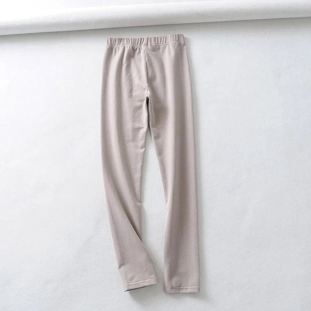 M / 755# Legging beige Custom logo crew neck cotton fleece sweatshirt raw edge for fitness outfit wear with yoga biker shorts legging match set