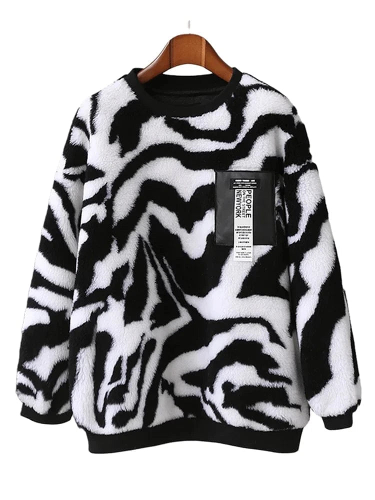 M / as pictures PDUI Women Real Wool Fur Coat Sweater Winter Warm Female Girl Sheep Shearing Jacket Parka OverCoat CT154