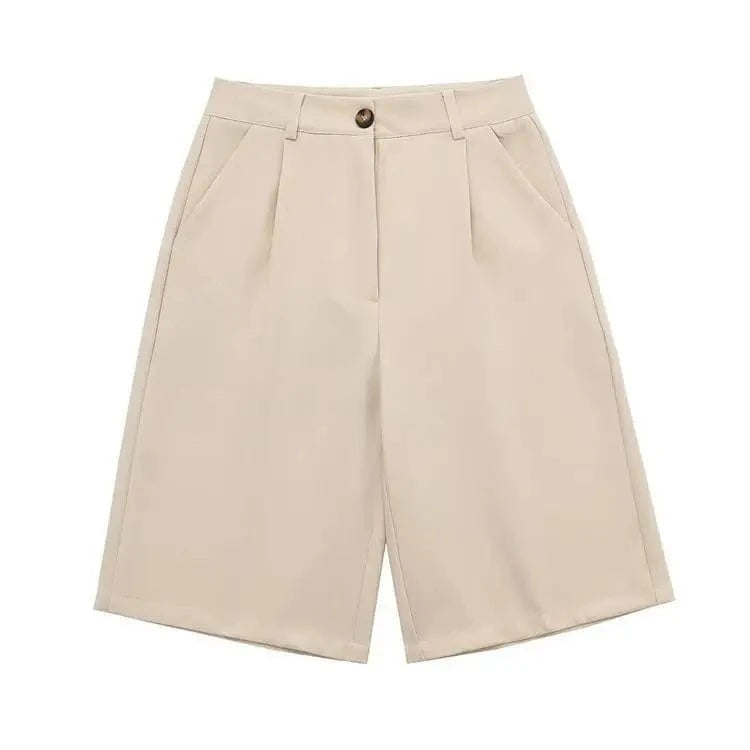 M / Beige XS-L Autumn Women's New Suit Shorts Minimalist style pocket casual shorts