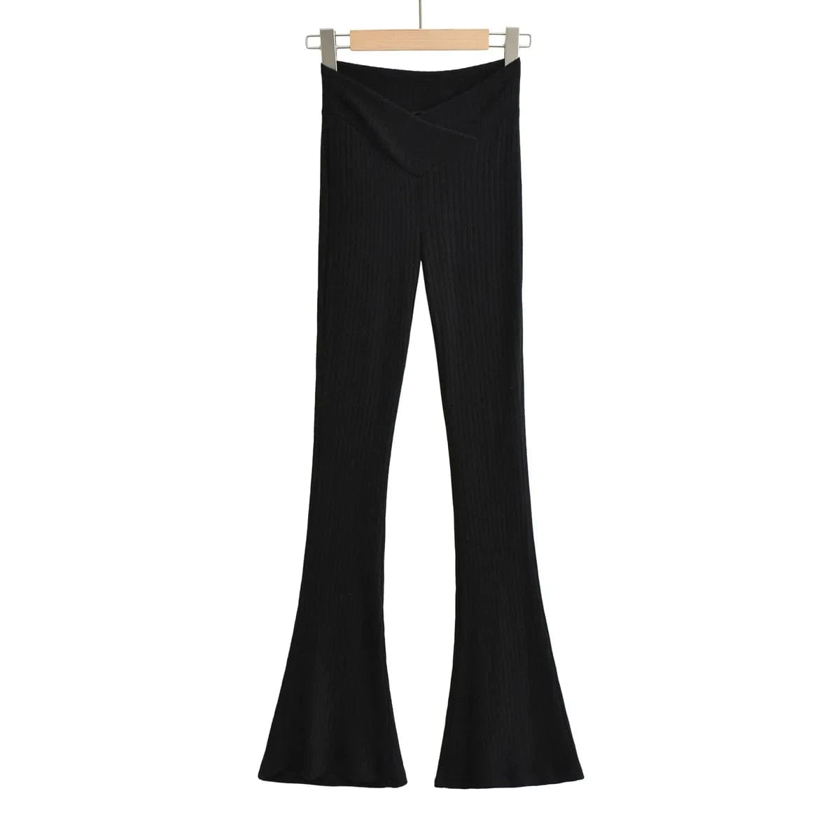 M / Black Custom High Quality Women Trousers Office Slim Flared Pants V Waistband Female Trousers Women Joggers Pants