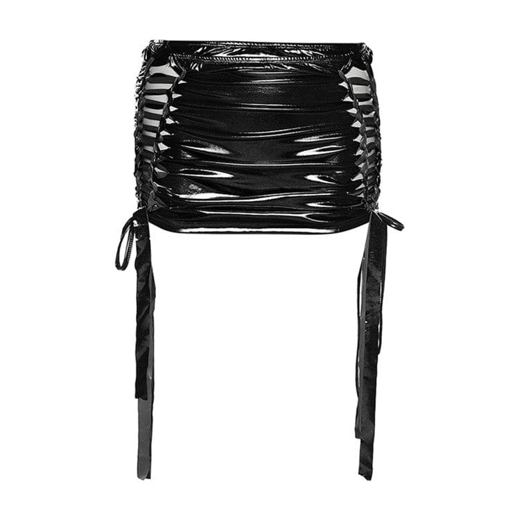 M / black Fashion Drape Tassel Decoration Skirts Women Mid Waist Stitching Body-Shaping Attirewear Skirt