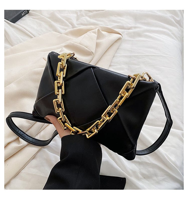 M / black Ins Trending Chain Ladies Hand Bags Crossbody Purses 2022 Fashion Woven Handbags for Women Luxury
