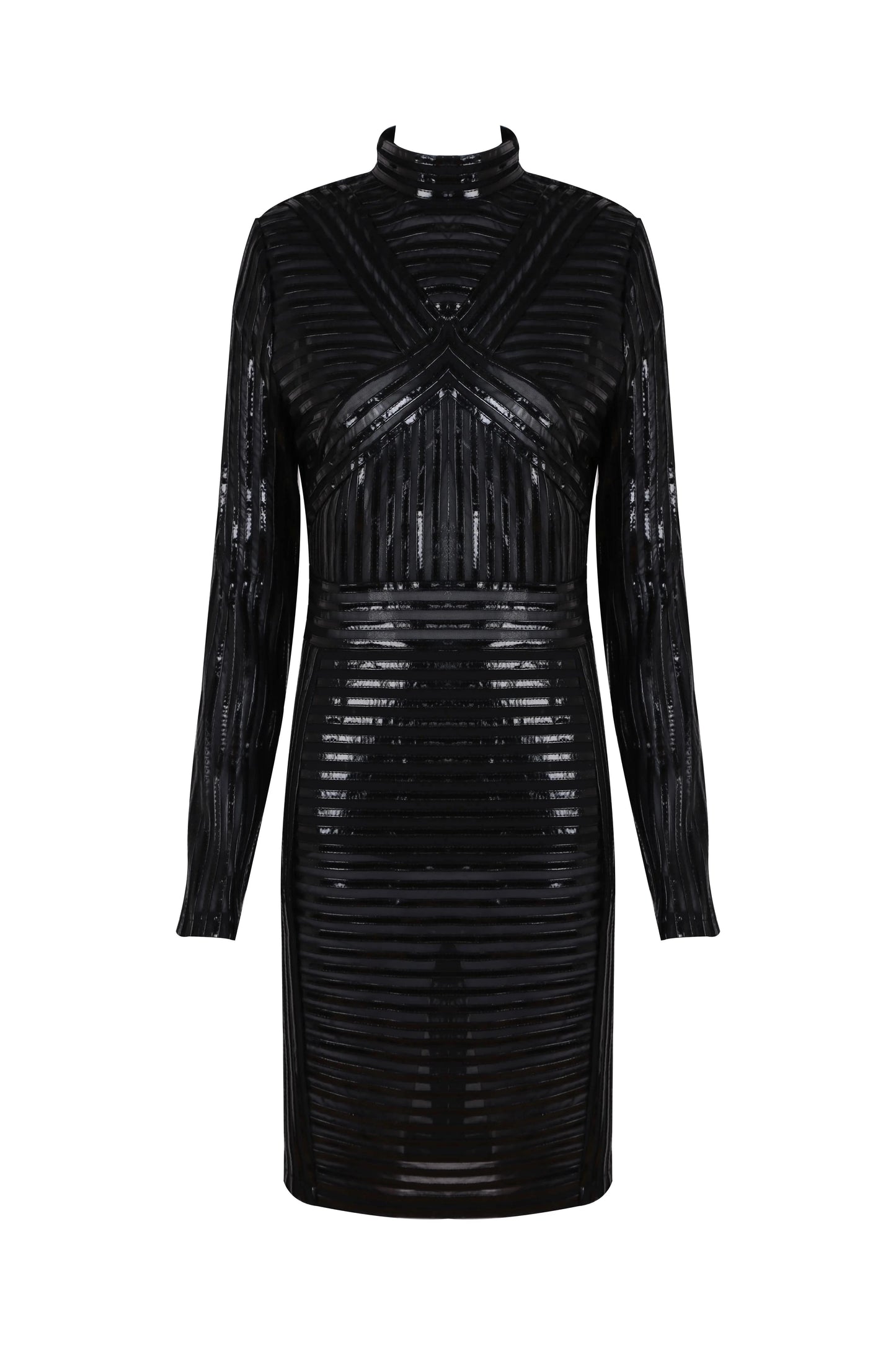 M / Black LS2360  New Arrivals Luxury Dress High Quality Long Sleeves Mini Leather Dress For Party Women Elegant