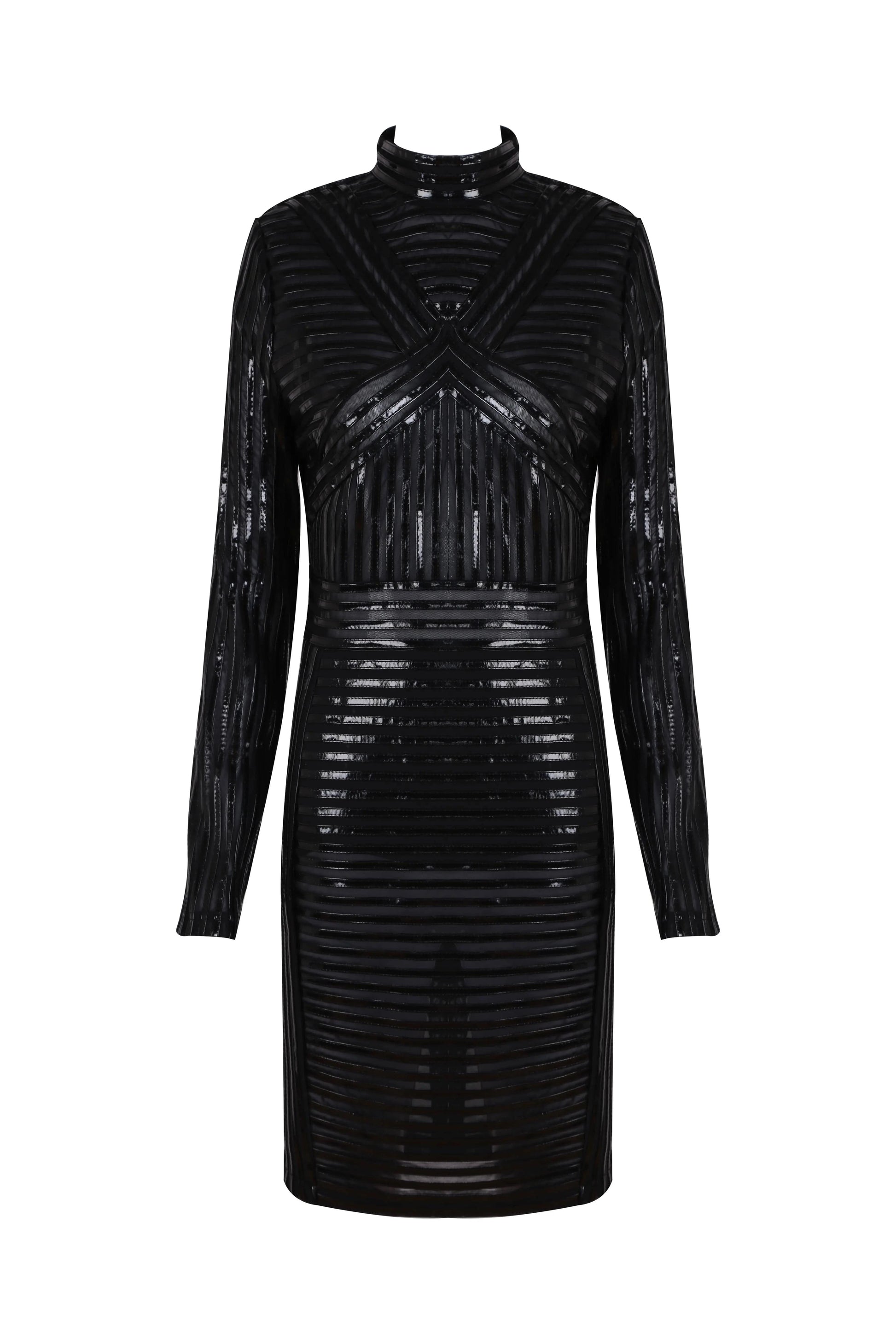 M / Black LS2360  New Arrivals Luxury Dress High Quality Long Sleeves Mini Leather Dress For Party Women Elegant