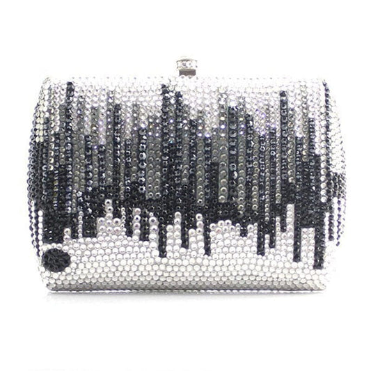 M / black Luxury Fashion Full Crystal Evening Clutch Bag Sparkly Gold Long Designer Pochette Wedding Party Purse Bag Banquet Handbag