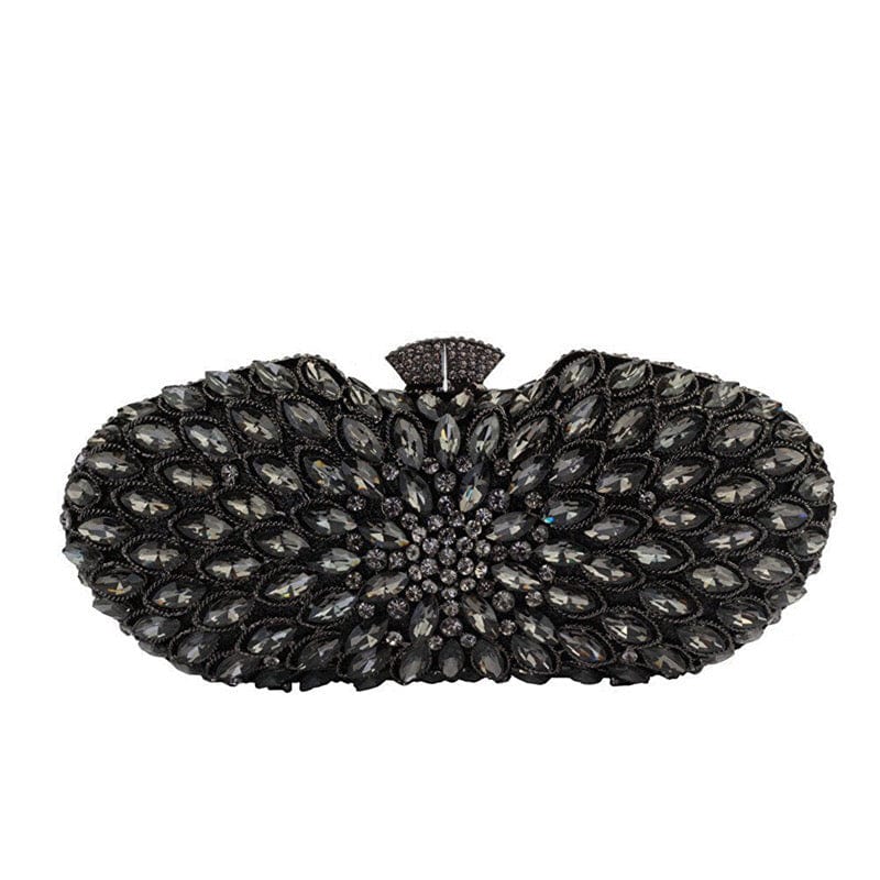 M / black Luxury Sparkle Diamond Crystal Rhinestone Clutch Bags Evening Purse for Formal Party Handmade Metal Clutch Metal Hollow Out Box