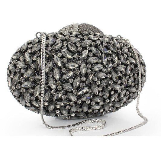 M / black Luxury Sparkly Bling Feast Banquet Purse Royal Crystal Evening Clutch Hollow Out Purse Bag Party Wedding Female Handbags