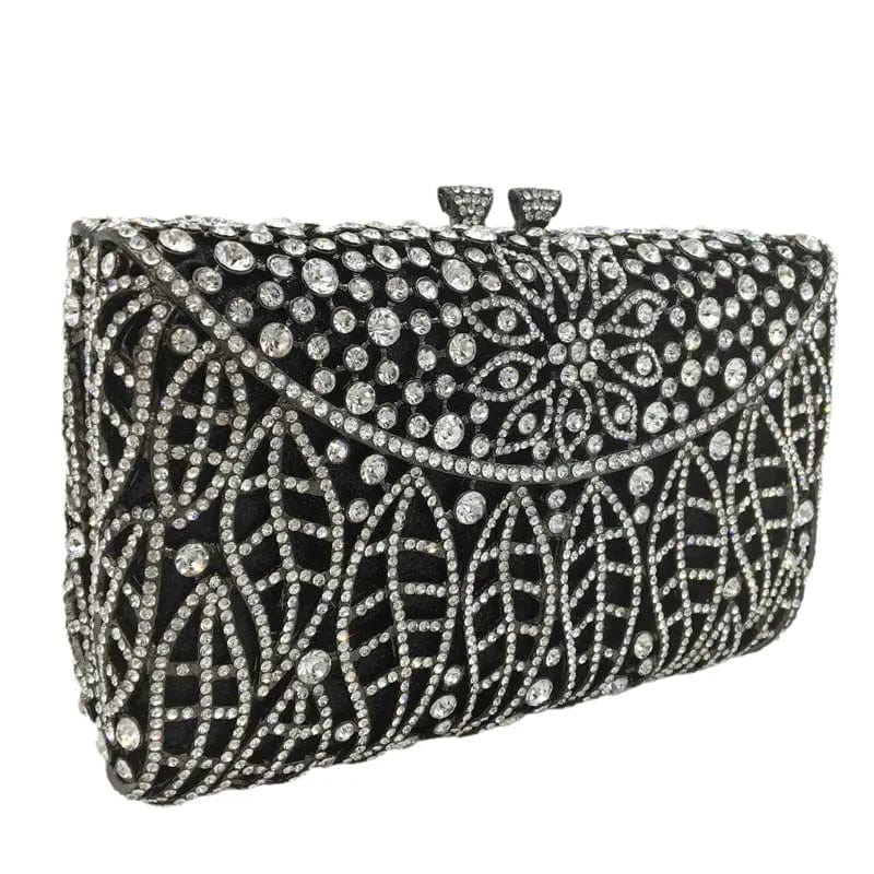M / black Luxury Trendy Evening Bag for Woman Fashion Handmade Beaded Bridal Bag Dress Prom Wedding Purses for Ladies