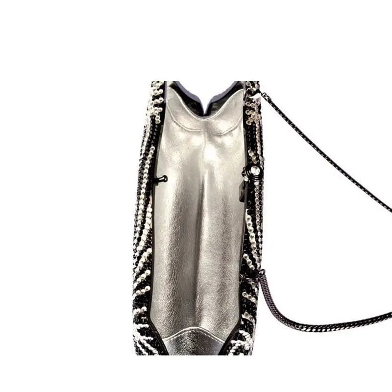 M / black New Design Bling Rhinestone Zebra Wedding Bridal Evening Bag Clutch Bags Sparkle Hardcase Crystal Bag  Metal Handbag