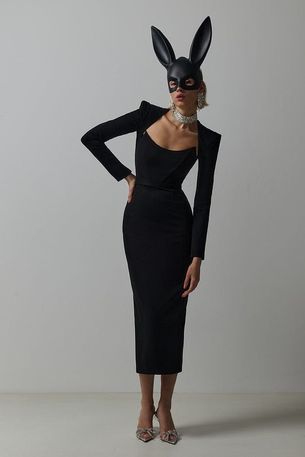 M / black New Women Spring New Fashion Sexy Simple Bandage Dress Long Dress