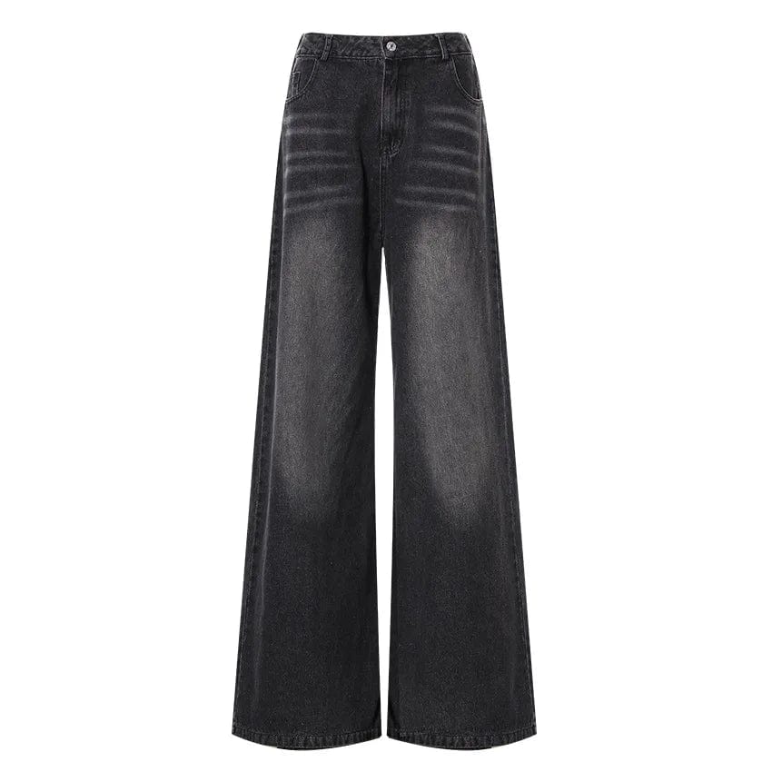 M / Black OUDINA New Spring Trendy Casual Denim Trousers Straight Pants Mujer Cargos Jeans For Women
