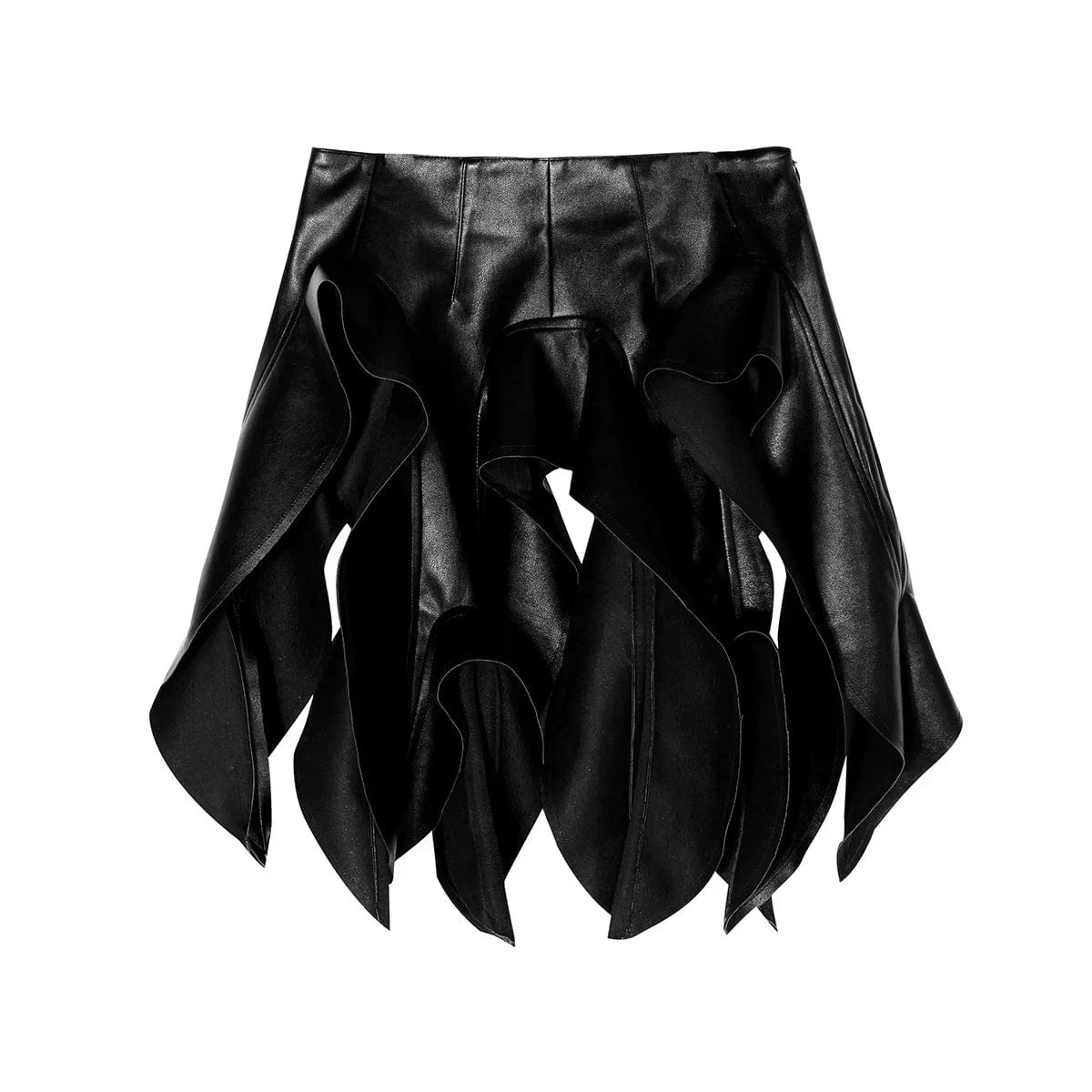 M / Black OUDINA Trendy Wholesale Casual Personality Irregular Cutting Accessories Short Leather Skirt