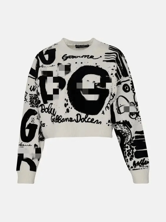 M / black Sharee Fashion Street Y2k Clothing Loose Crew Neck Sweater Cartoon Knitted Sweater For Women