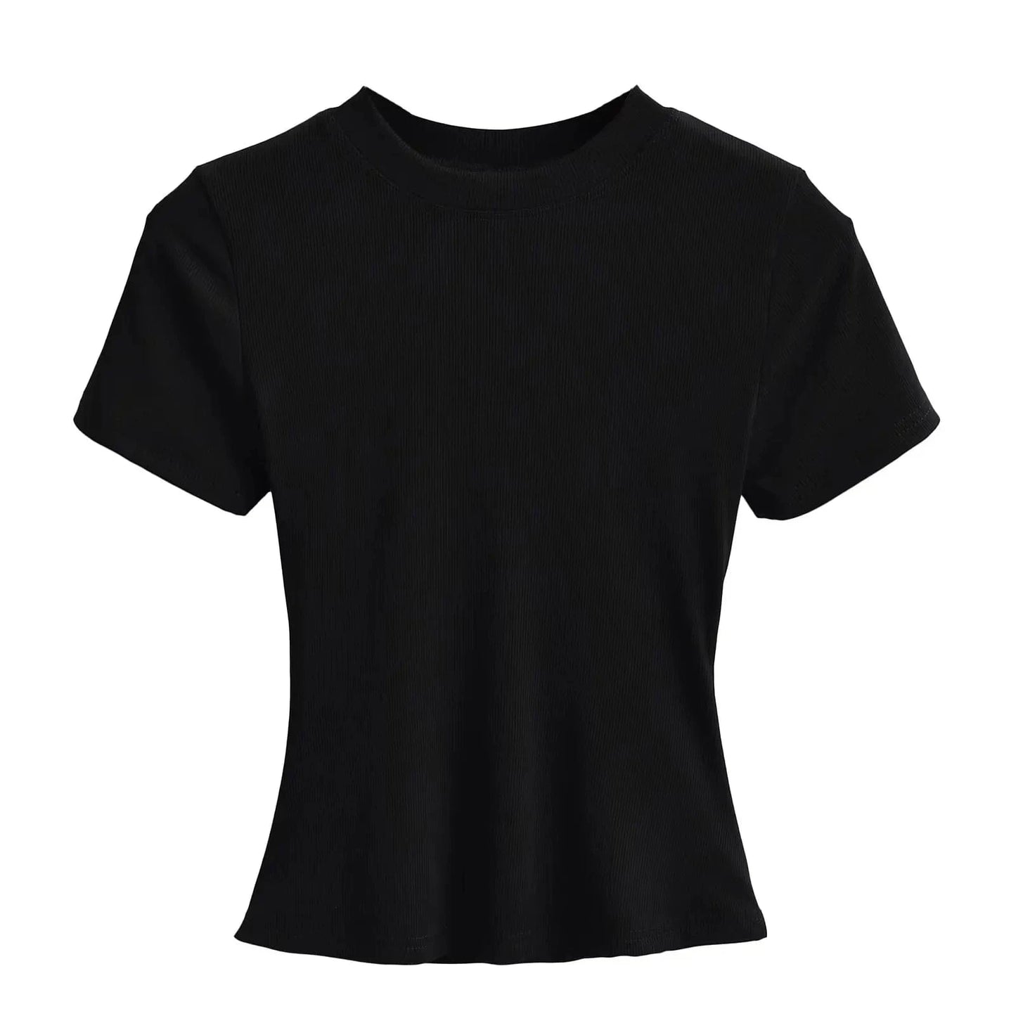 M / Black / Spandex / Cotton Casual T-Shirts Women Slim Fit Tees Female short Sleeve Top summer Ladies Solid Basic T-shirt cotton t shirt