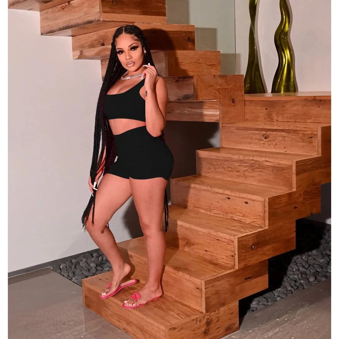 M / Black Sports two piece shorts set