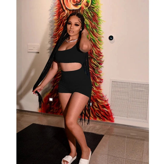 M / Black Sports two piece shorts set