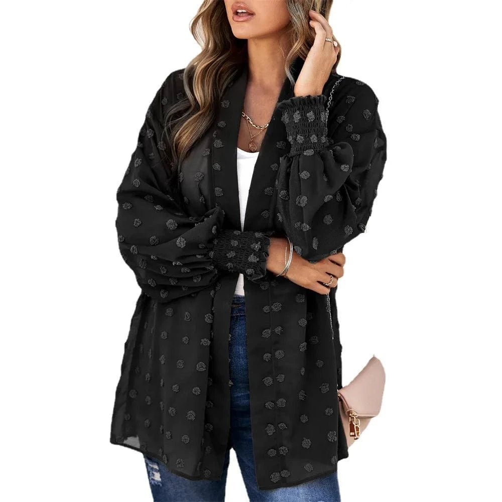 M / Black Spot Cross-border European and American Leisure Beach shawl cardigan Chiffon jacket