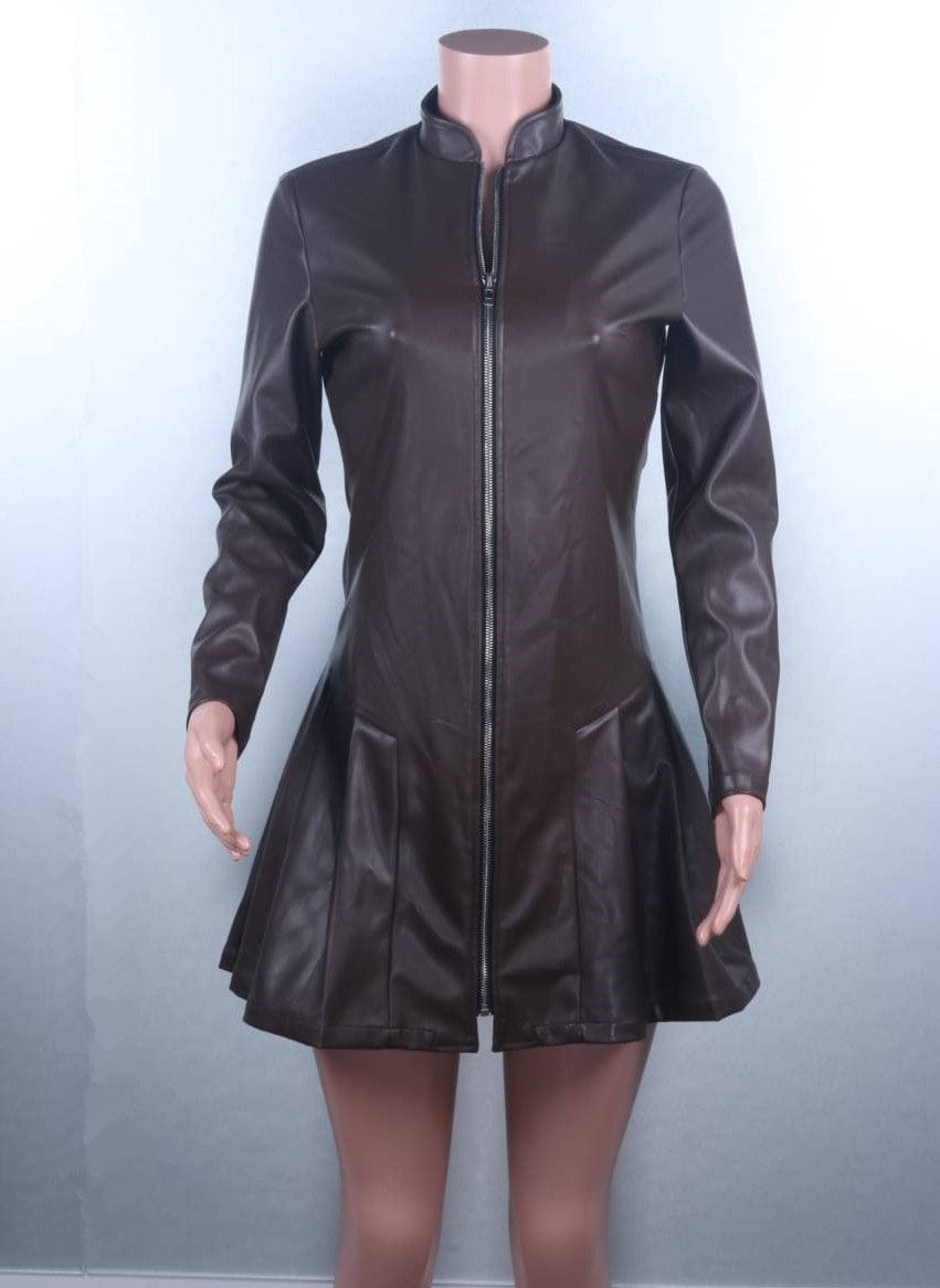 M / black The new autumn/winter 2022 outfit is a solid-color slim sexy leather skirt with pleated zipper