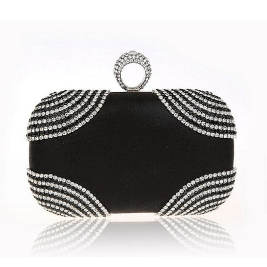 M / black Wholesale Classic Top Quality Crystal Clutch Evening Bag Dazzling Diamond Handbags for Party Prom Banquet Clutch Purse