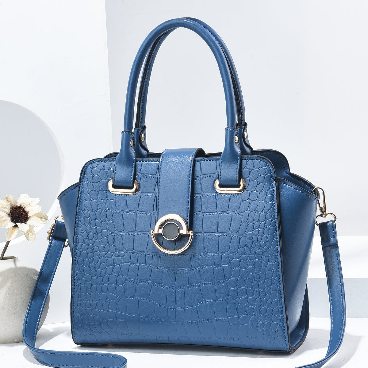 M / Blue 2022 Fashionable crocodile Mosaic commuting cross-body bag Leather shoulder bag large capacity woman bags wholesale handbags