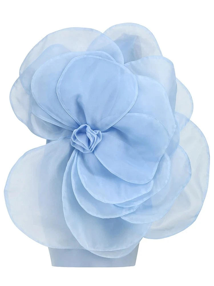 M / Blue CHICEVER Casual Elegant Patchwork Appliques Diagonal Collar Sleeveless Dress Women Summer Dresses