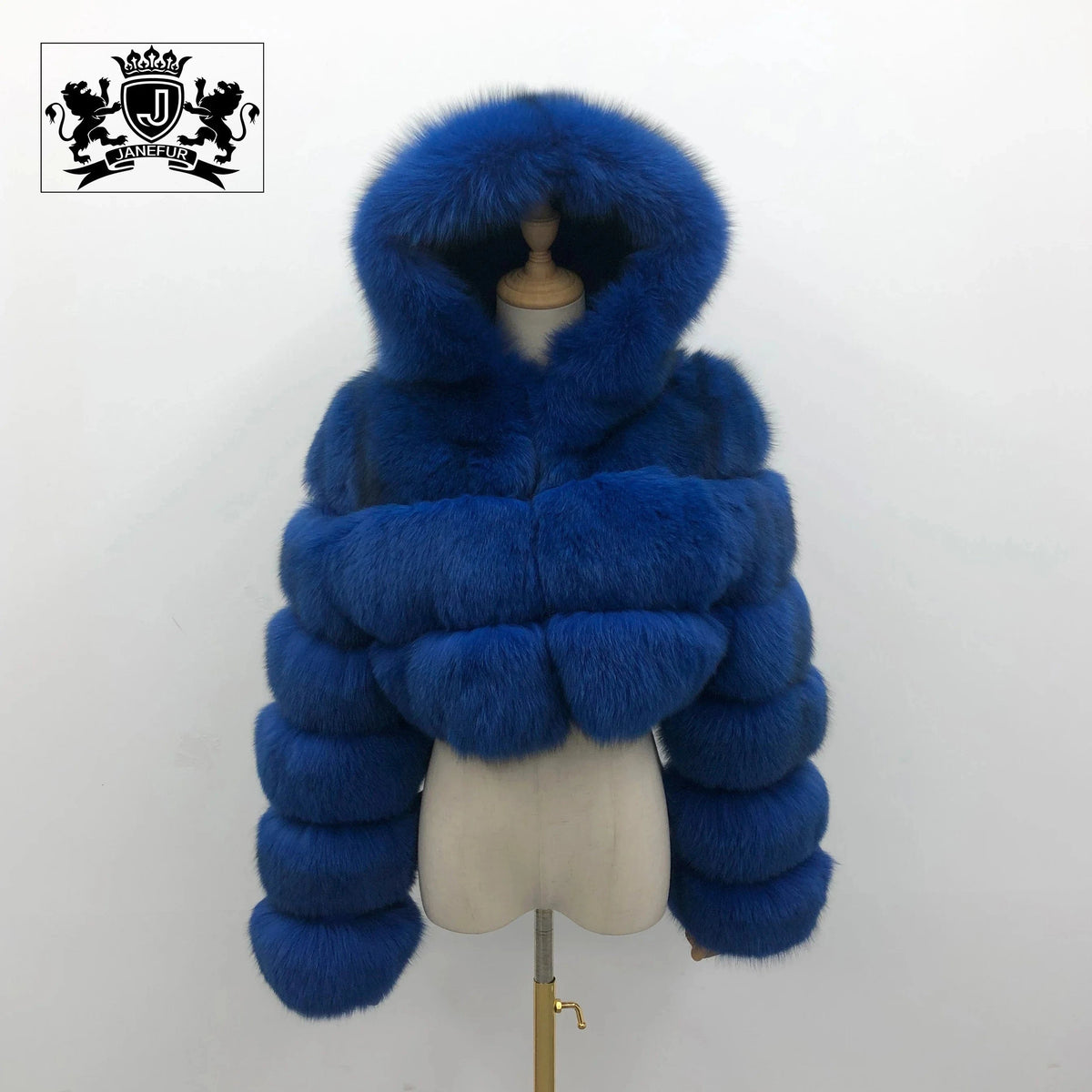 M / Blue fur coat Quick Shipping deep hood fox fur zipper women winter real fur coat wholesale