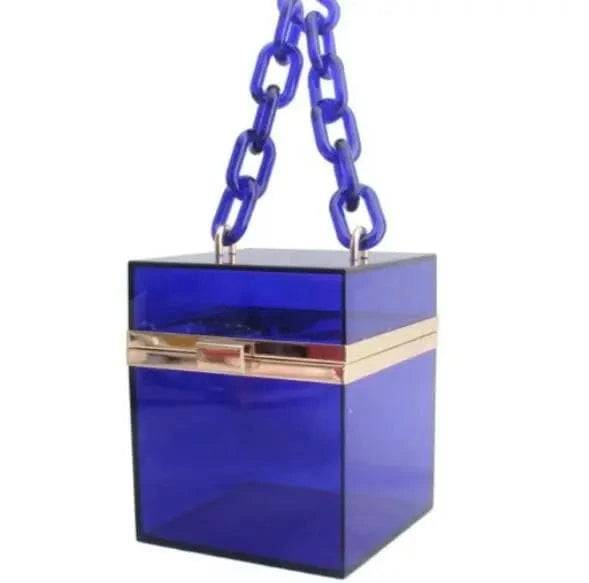 M / Blue Ladies acrylic clutch evening bag  Acrylic Clutches and Purses  fashion luxury designer Hand bag for party