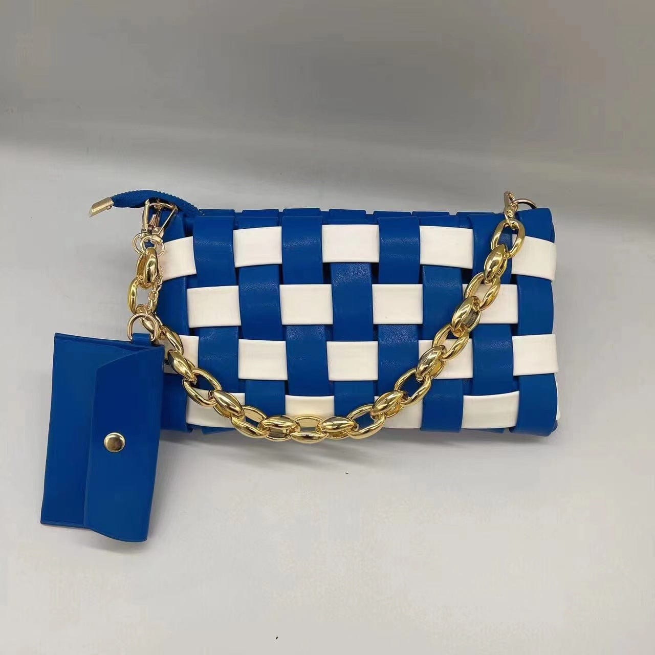 M / Blue Top Selling 2022 Bamboo Chain Hand Bags Women Handbags Ladies Shoulder Luxury Woven Purses Handbags