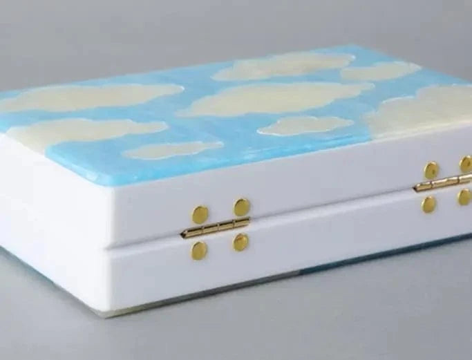 M / Blue/white Custom Rectangular Blue sky and white cloud acrylic bag Acrylic Evening Clutch bag Purse for Women