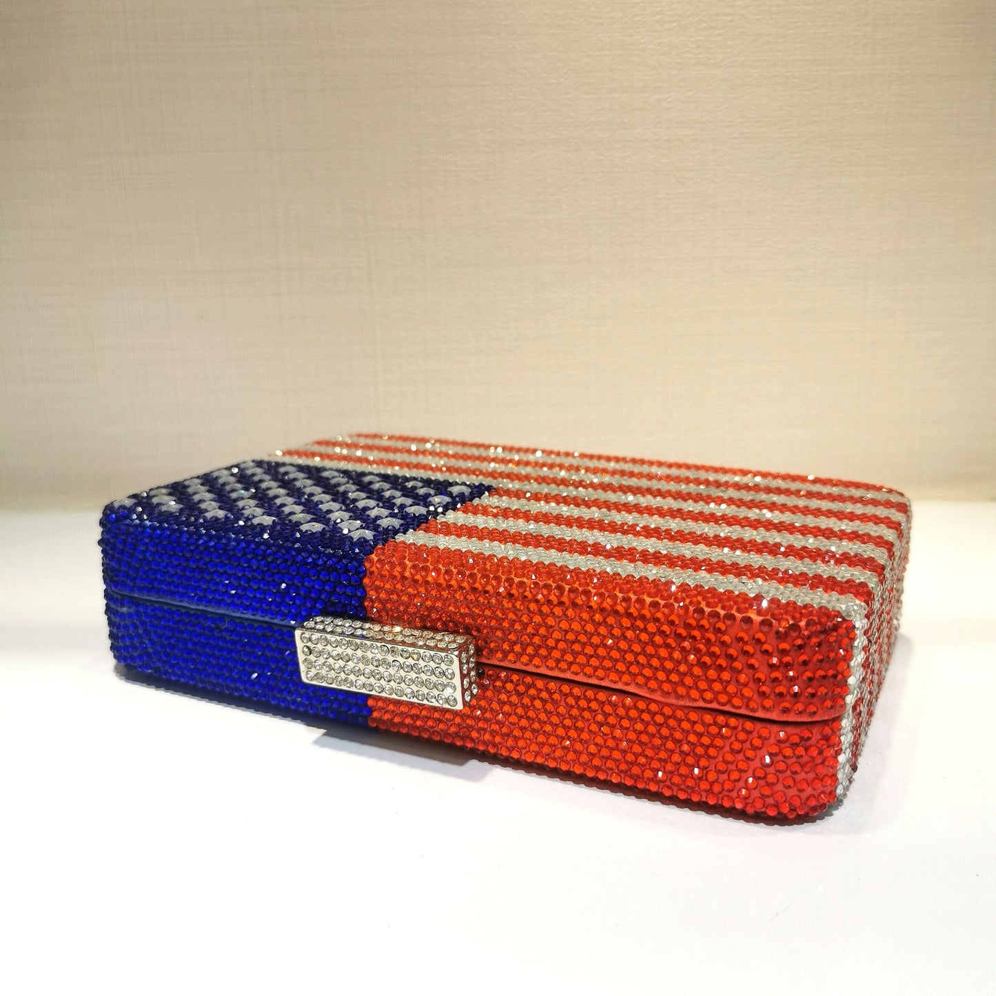 M / Blue Wholesale Woman Diamond Clutch Handbag Luxury National Flag Rhinestone Evening Bag For Wedding Party Ladies Purse and Handbag