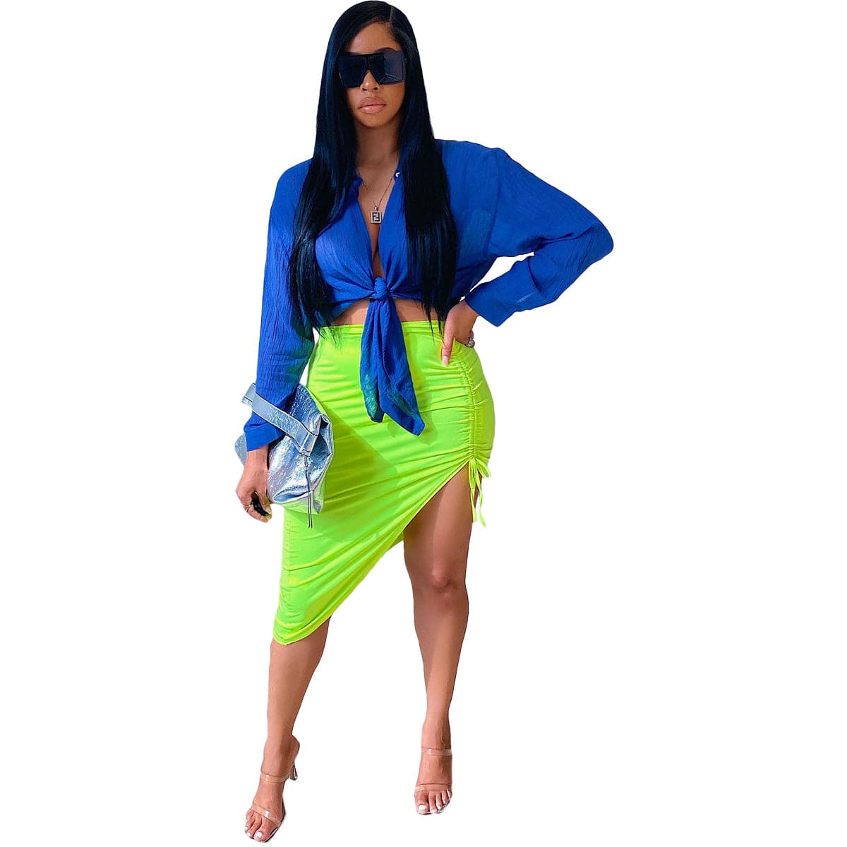 M / BN255-3 Wholesale apparels new slim slimming solid color drawstring skirt