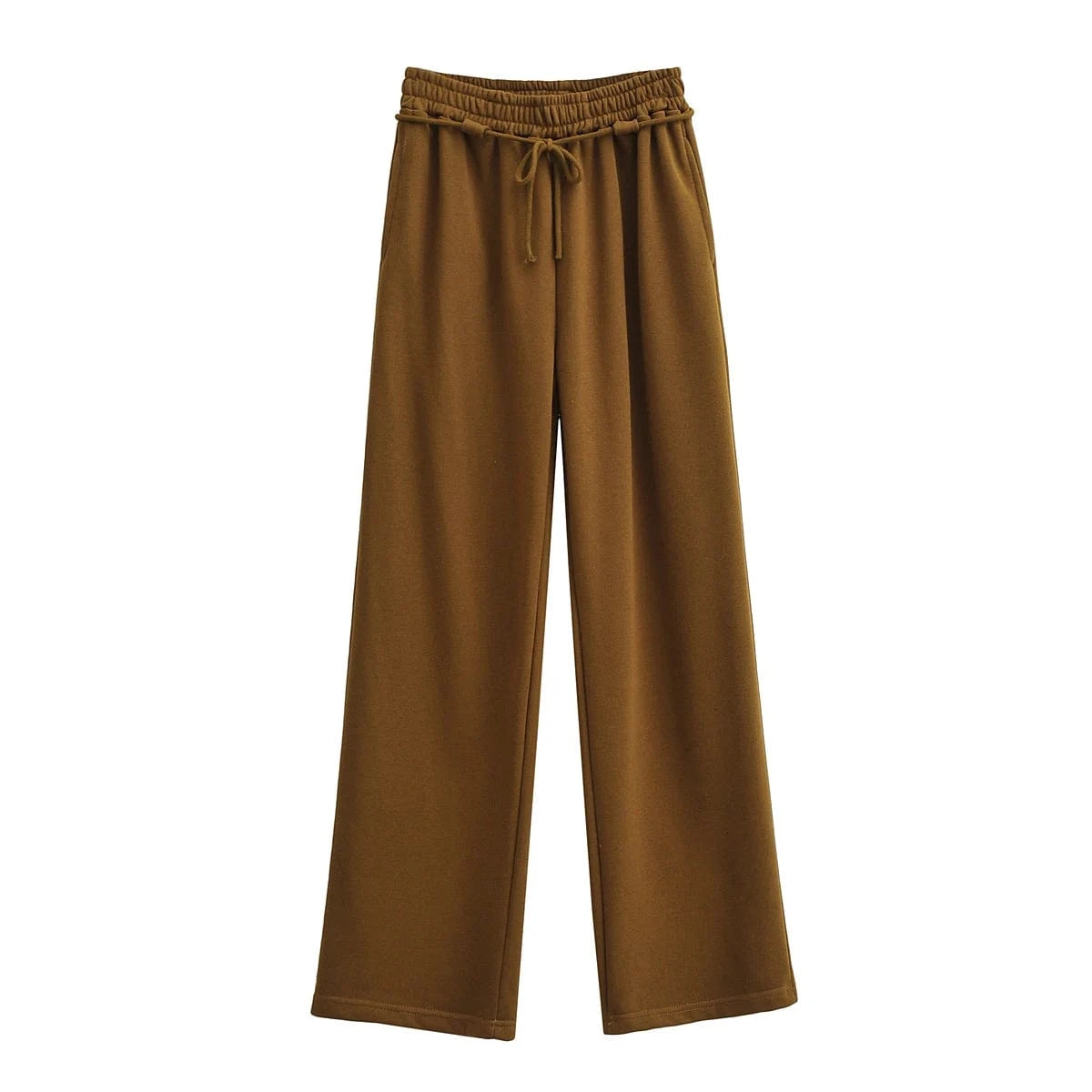 M / Brown Custom Logo Women Drawstring Waist Designer Sweatpants