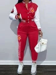 M / buccaneers Custom  plus size women's sets sport botton baseball uniforms sweatsuit ladies jacket and pants women two piece set