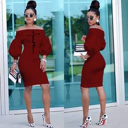 M / Burgundy 2022 Hot sale faith tops off shoulder long sleeve maxi dress ladies casual  bodycon dresses for women lounge wear faith clothes