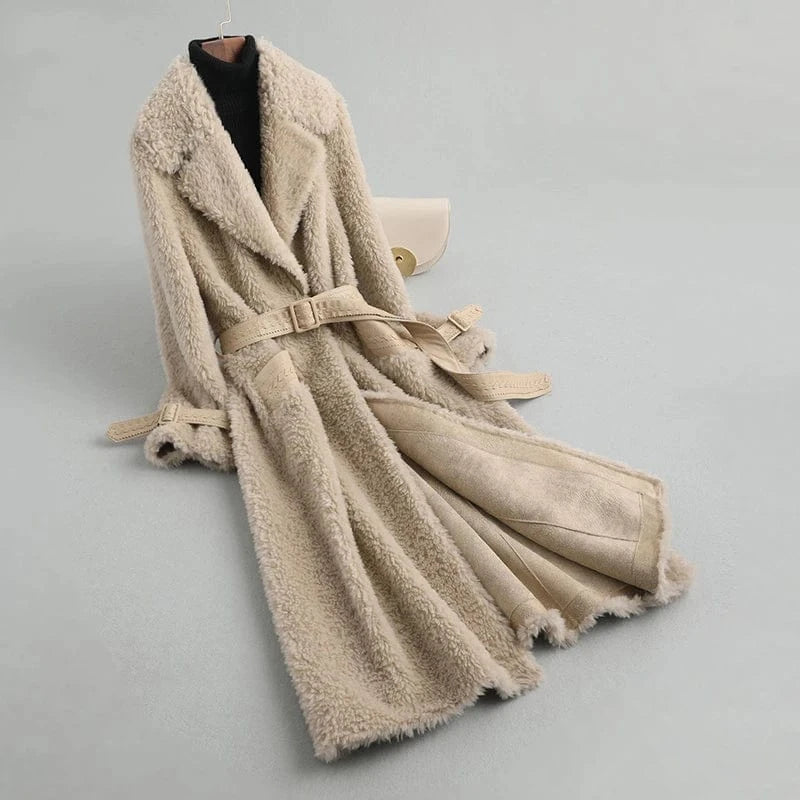 M / CAMEL Women Real Wool fur coat jacket overcoat women's winter warm genuine fur jackets overcoats A59423