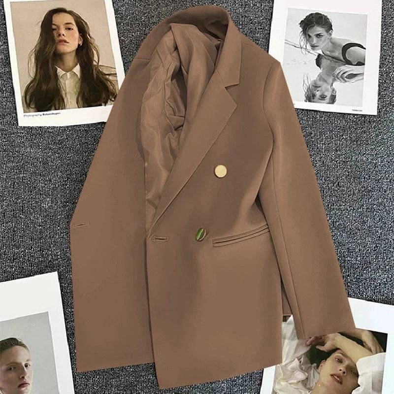 M / Coffee High Quality Thick Women's Hot-selling Suit Coat Jacket New Fashion Suit Office Lady Early Spring Autumn Solid Color Tops Suit