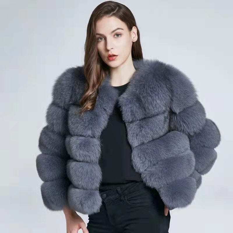 M / color5 Fashion Winter Warm  Coat Real Fox Fur Jacket Women Natural Fur coat women