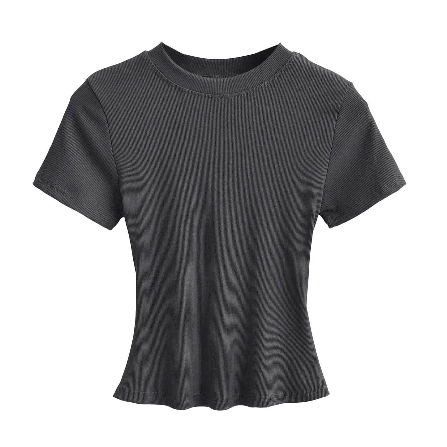 M / Dark Gray / Spandex / Cotton Casual T-Shirts Women Slim Fit Tees Female short Sleeve Top summer Ladies Solid Basic T-shirt cotton t shirt