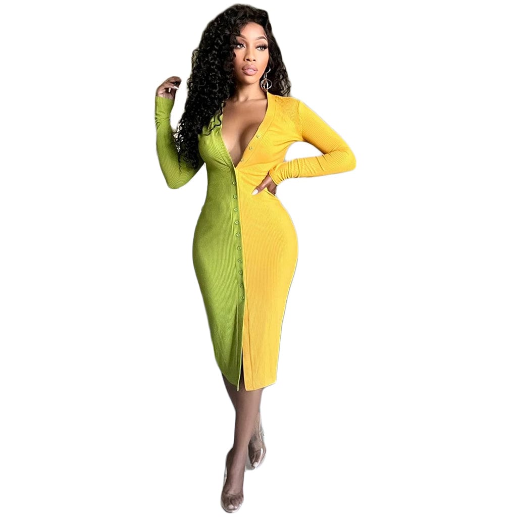 M / F206-4 Hot sale hot style color matching fashion sexy women's dress boutique clothing women