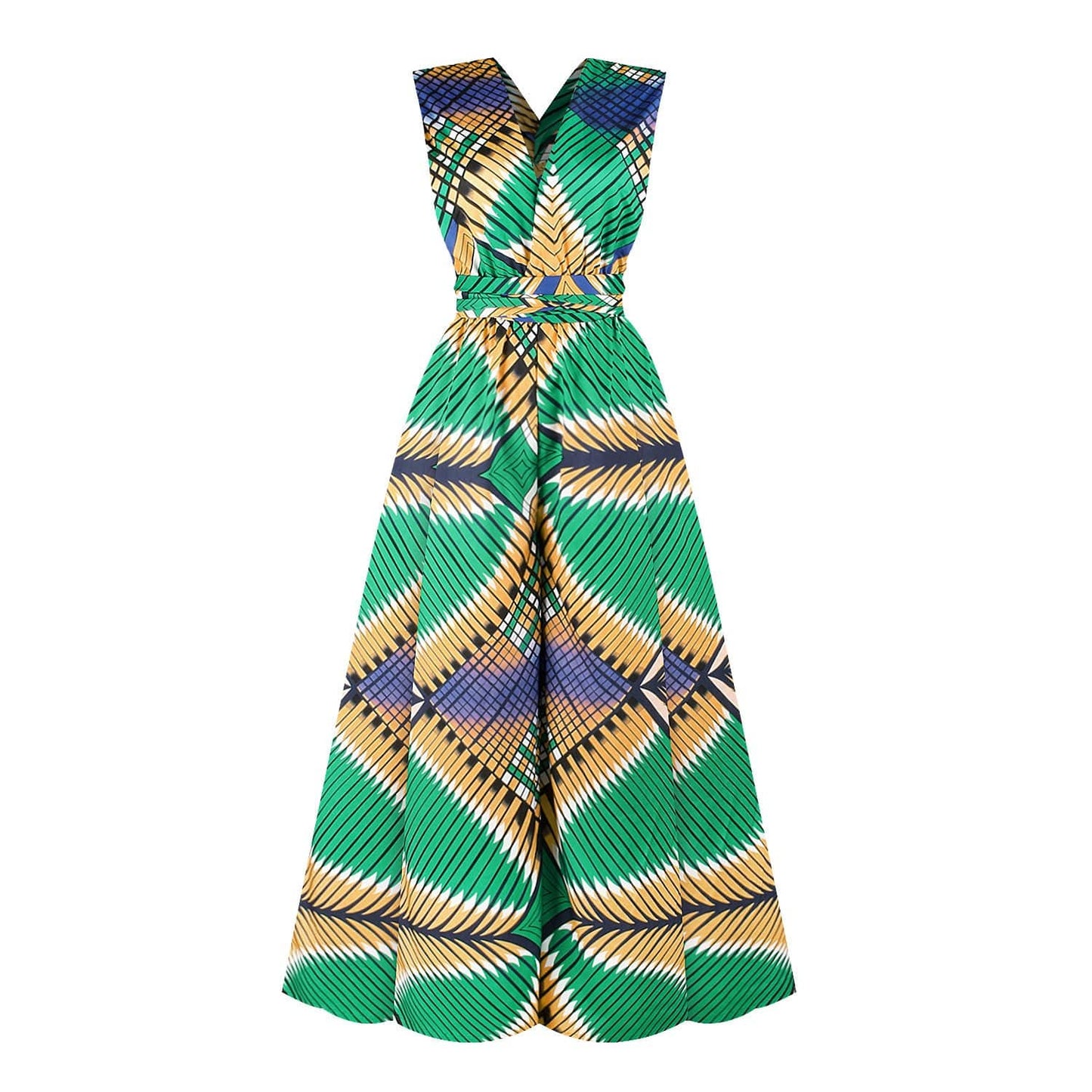 M / FKAB001 Women New 3D Digital Printing Sexy Nightclub summer Multiple Strap Wearing Methods Wide Leg Jumpsuit