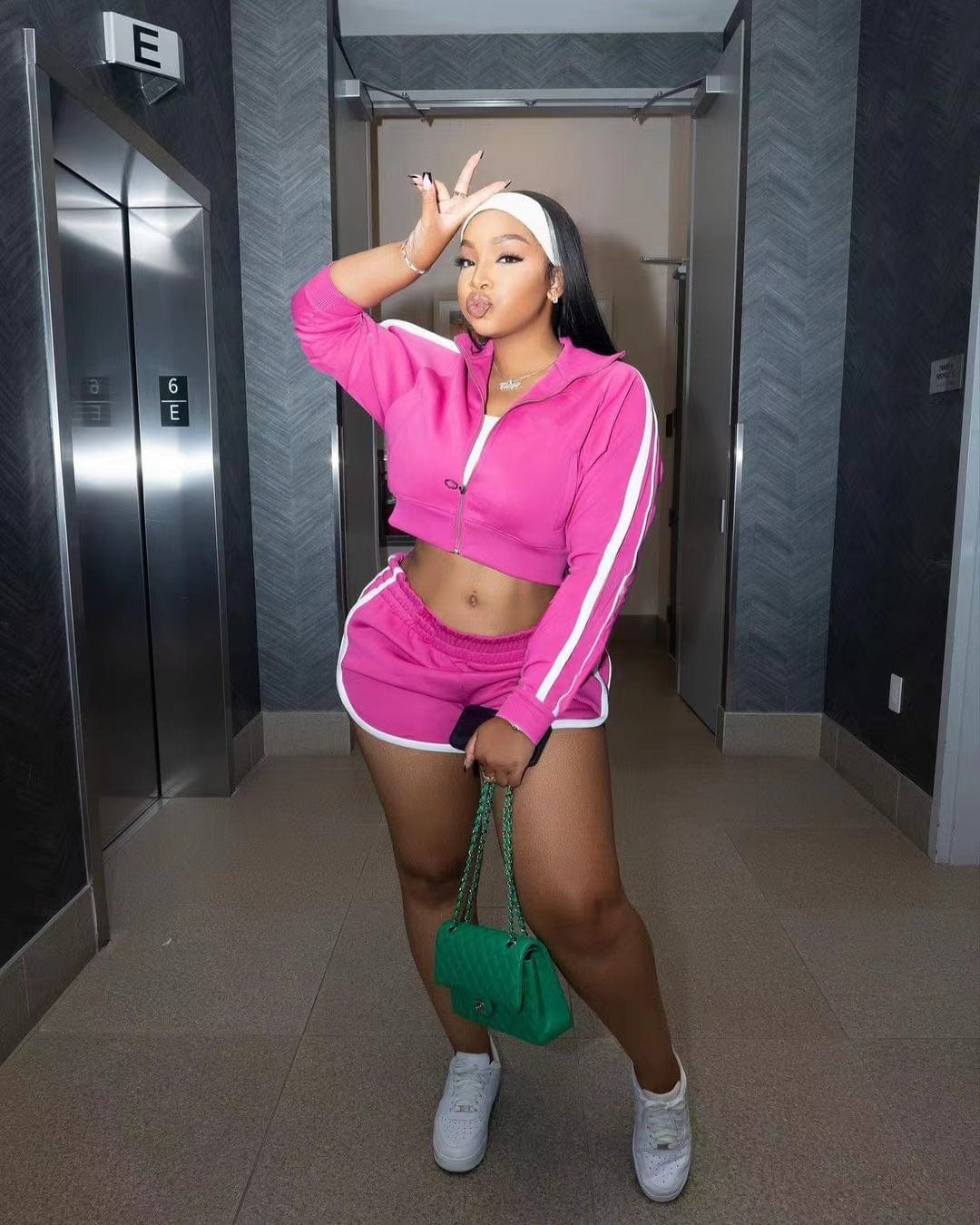 M / Fuchsia J&H 2023 new trendy Hooded fleece zipper clothing 2 piece set women New York Met sexy casual fall outfits